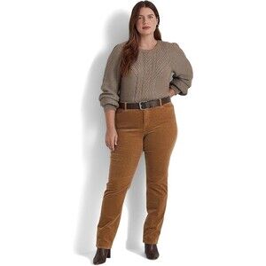 Lauren Ralph Lauren Women's Stretch Corduroy Mid-Rise Straight Legs Pants 18/34